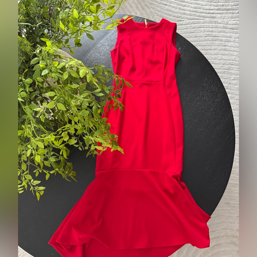 Calvin Klein red midi mermaid dress